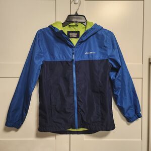 Eddie Bauer Blue & Green Rain Jacket Unisex Kids Size Medium 10/12